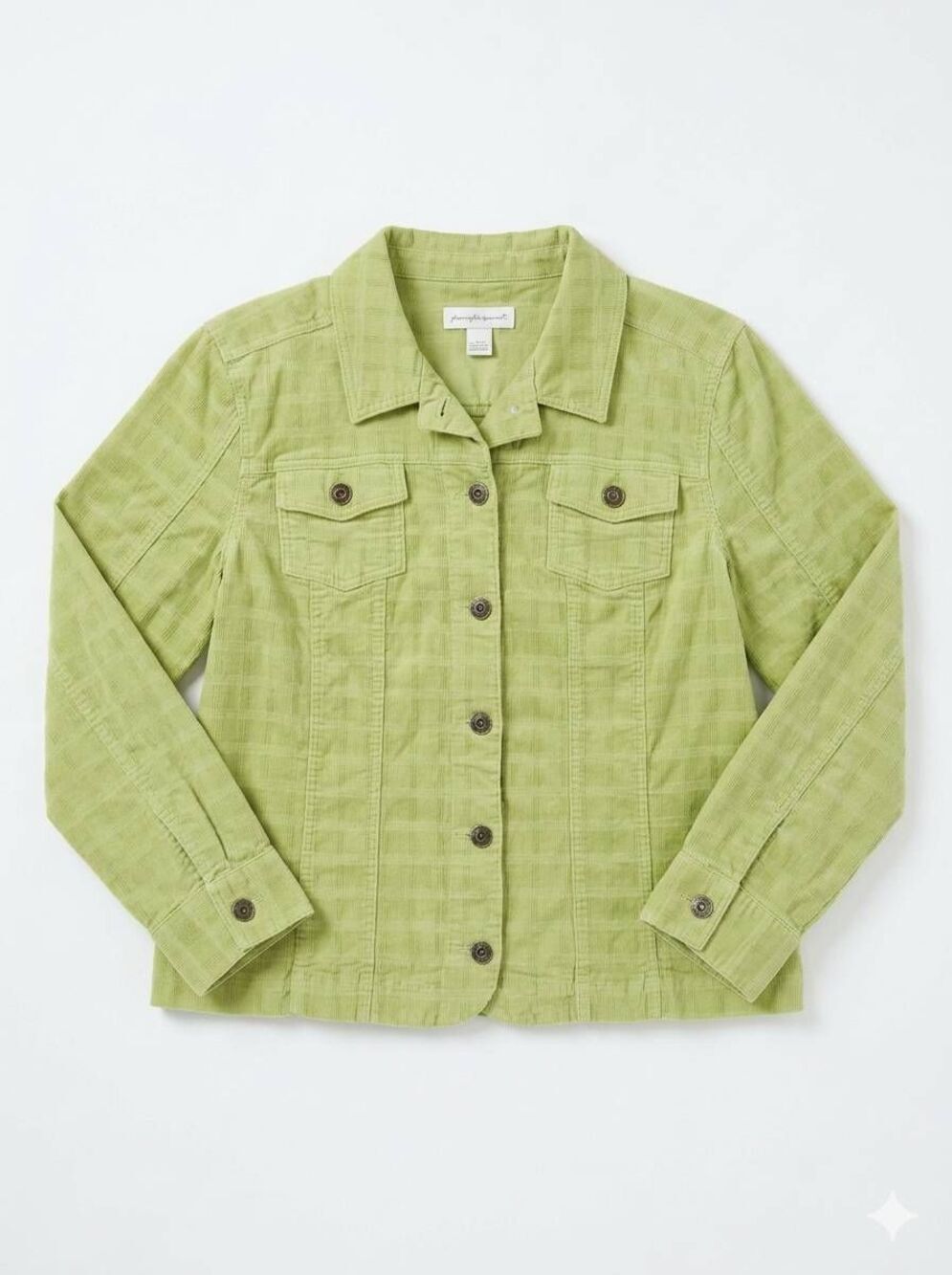 🔹️Christopher & Banks Lime Plaid Grid Textured Button Front Jacket Large